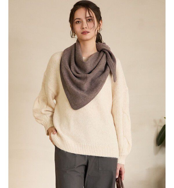 23区「【SLOW/一部店舗限定】ケーブル 袖デザイン ニット」|ニット・セーター|ベージュ系