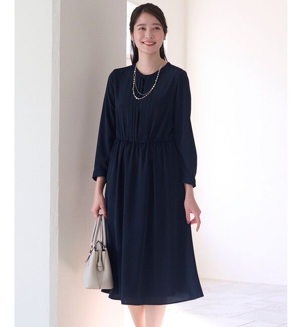 ANY SIS「【洗える】フロントタック ワンピース」|ワンピース|ネイビー