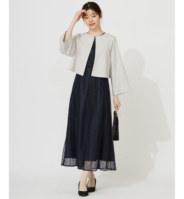 any SiS「【洗える】セレモニークロップド ジャケット」|ノーカラージャケット|