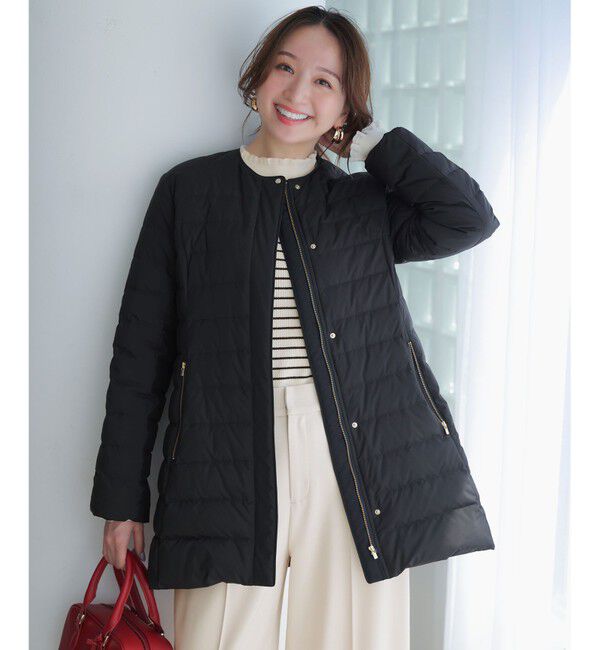 ANY SIS「【2WAY】ノーカラーミドル ダウン」|ダウン|ブラック