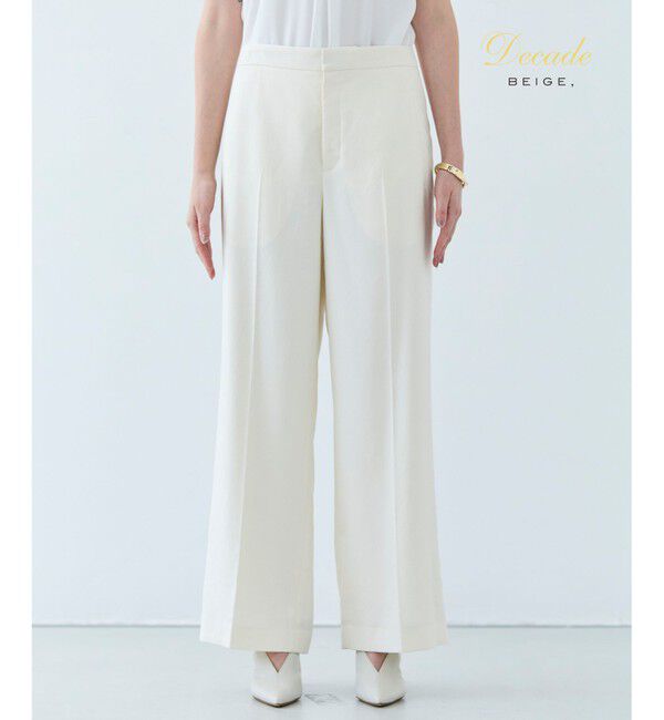 BEIGE,「【洗える】CAROLE / リネンライクフルレングスワイドパンツ」|その他|Ecru