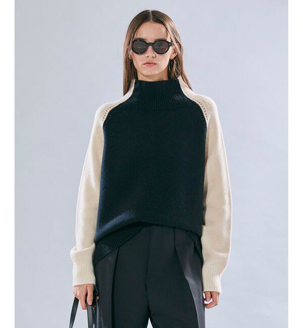 BEIGE,「【Oggi掲載】RULE / ウールカシミヤバイカラーハイネックニット」|ニット・セーター|Black &times; Off