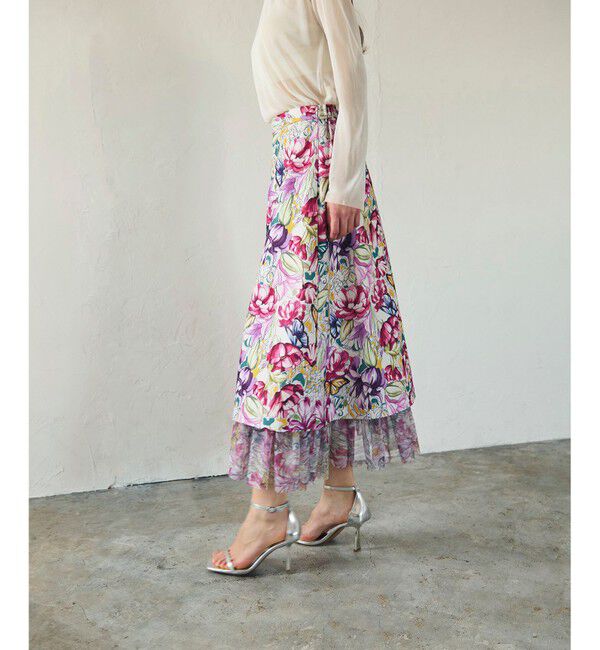 GRACE CONTINENTAL「フラワーガーデンプリントスカート」|スカート|