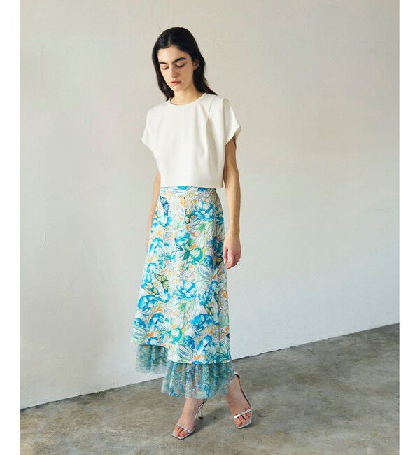 GRACE CONTINENTAL「フラワーガーデンプリントスカート」|スカート|