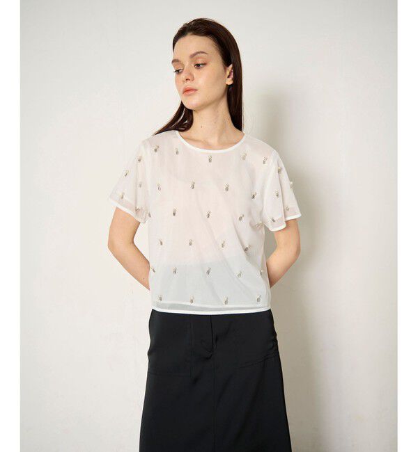 Diagram「ビジューチュールトップ」|Tシャツ・カットソー|ホワイト