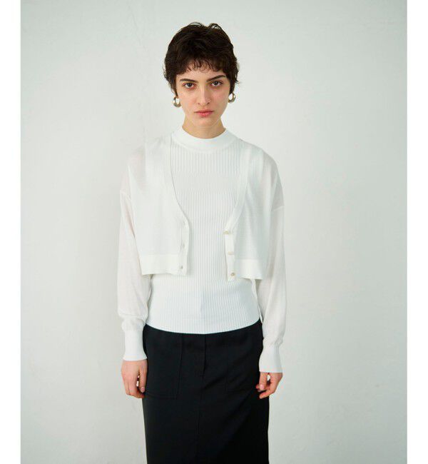 Diagram「ショートドルマンニットカーディガン」|カーディガン|ホワイト