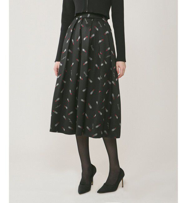 GRACE CONTINENTAL「リップジャガードタックスカート」|スカート|ブラック