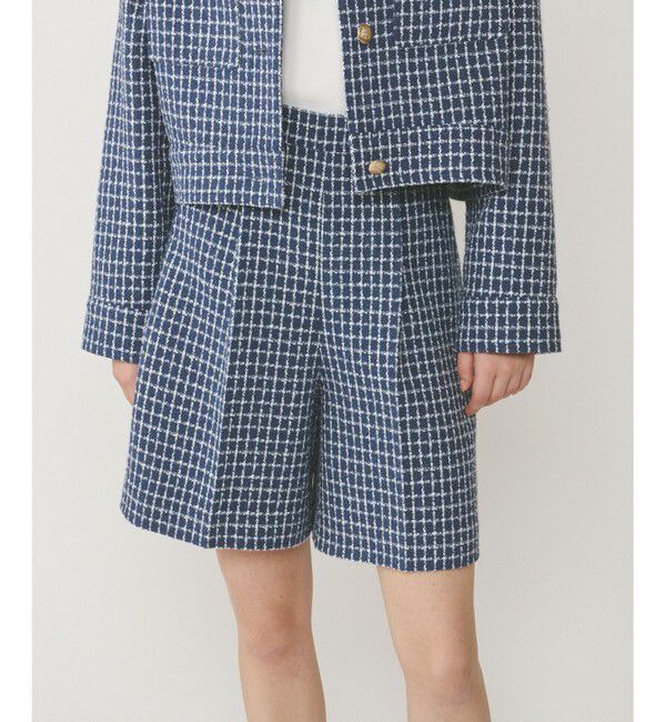  「チェックツイードハーフパンツ」|その他|ブルー