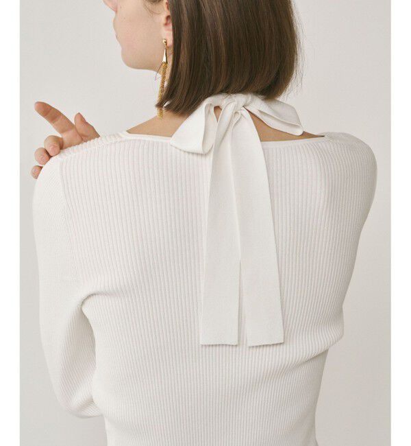  「ボウタイリブニットトップ」|ニット・セーター|