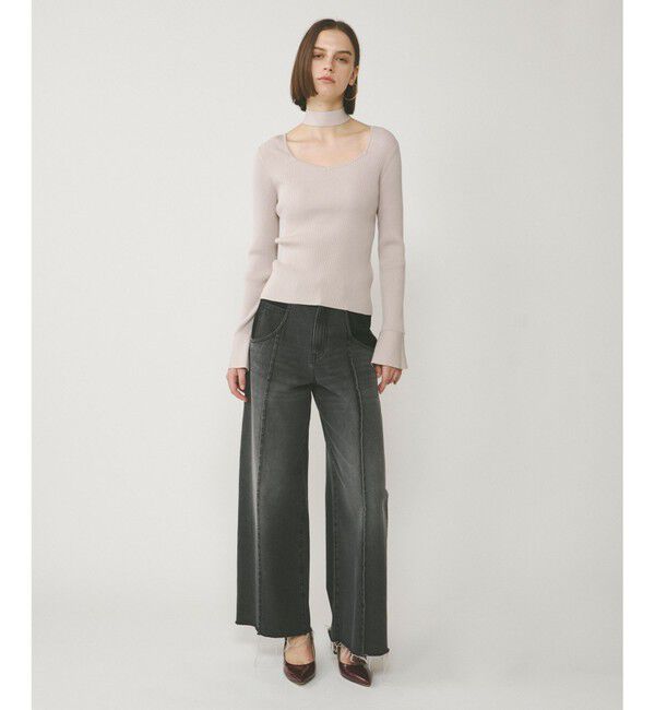  「ボウタイリブニットトップ」|ニット・セーター|