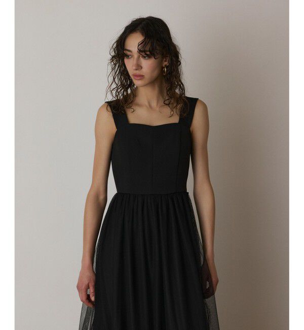  「チュールコンビティアードワンピース」|ワンピース|ブラック