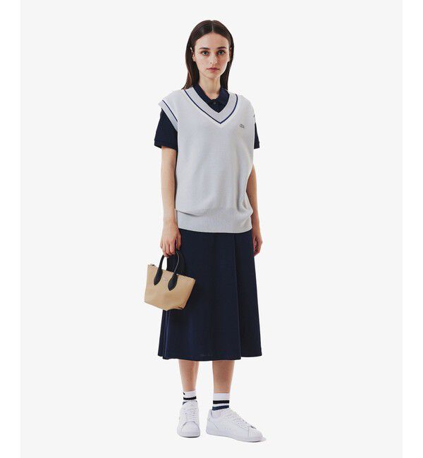 LACOSTE「鹿の子地マキシ丈ドレス ポロワンピース フレア Iライン」|ワンピース|
