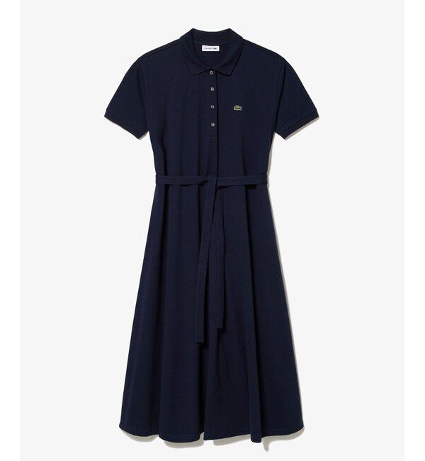 LACOSTE「鹿の子地マキシ丈ドレス ポロワンピース フレア Iライン」|ワンピース|