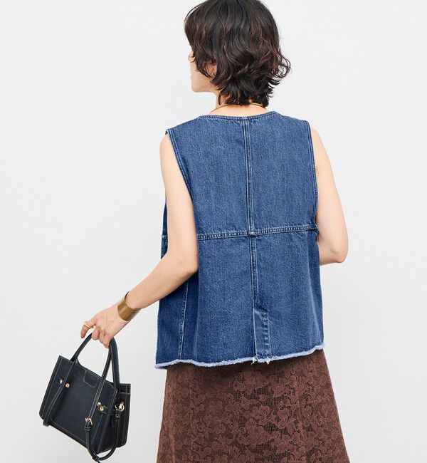 Rie Miller「【RM denim】Vネックデニムベスト」|ベスト・ジレ|