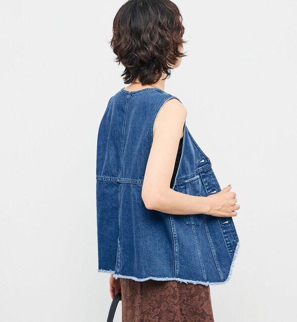 Rie Miller「【RM denim】Vネックデニムベスト」|ベスト・ジレ|
