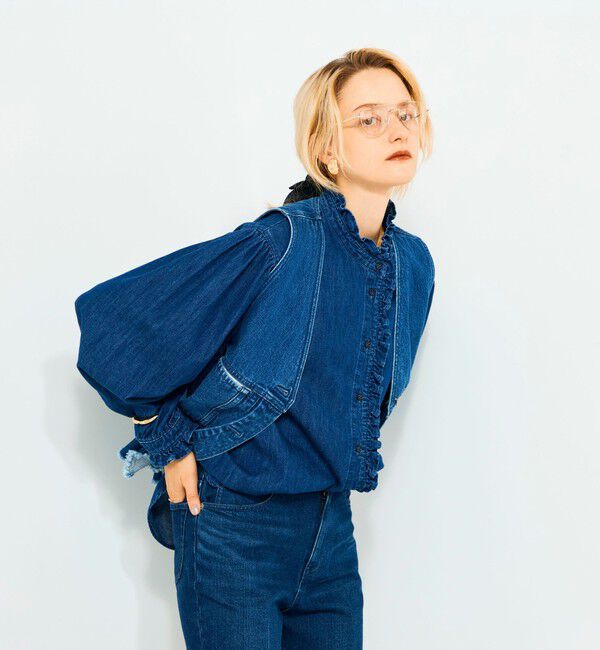 Rie Miller「【RM denim】Vネックデニムベスト」|ベスト・ジレ|