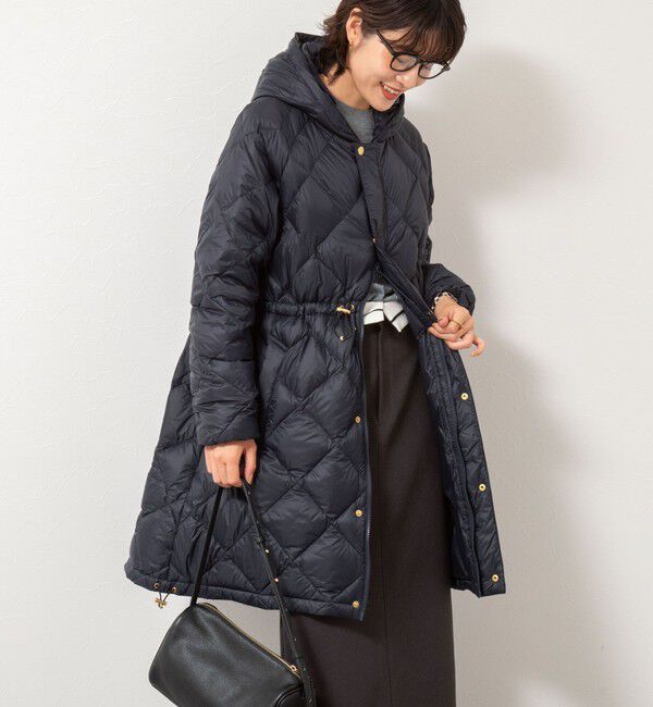 NOLLEY'S「【TAION/タイオン】別注ミドル丈Aラインフードダウン」|ダウン|ネイビー