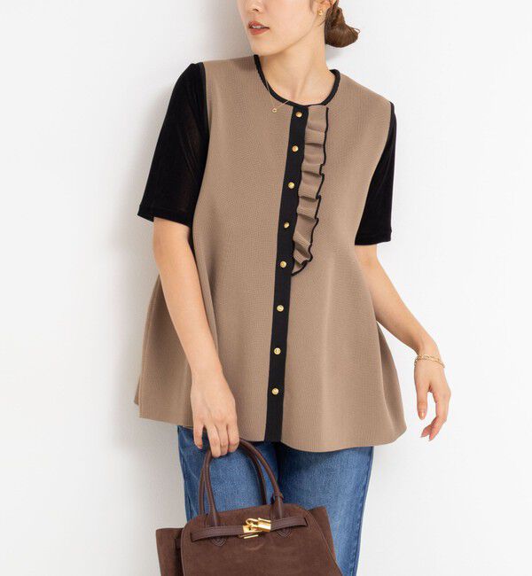 NOLLEY'S「【追加】《手洗い可能》フリル付きペプラムベスト」|ベスト・ジレ|ブラウン系その他3