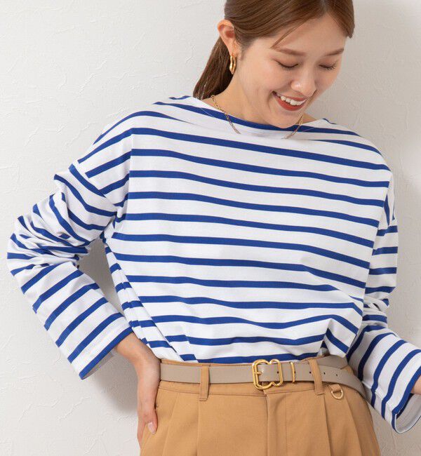 Rie Miller「BIGマリンボーダーボートネックプルオーバーカットソー」|Tシャツ・カットソー|