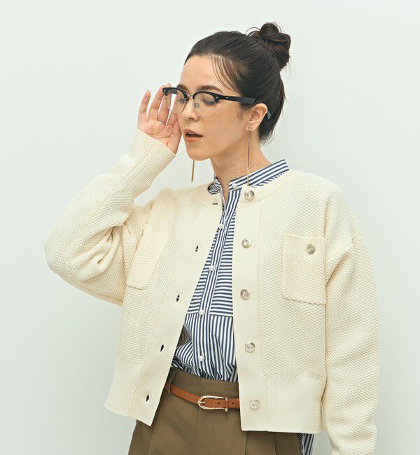 NOLLEY'S「《手洗い可能》鹿の子編みクルーネックカーディガン」|カーディガン|