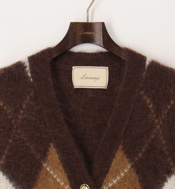 Laraaji「モヘアインターシャアーガイルVネックカーディガン」|カーディガン|