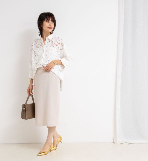 NOLLEY'S sophi「《セットアップ対応》ウォッシャブルカットジョーゼットタイトスカート」|タイト|