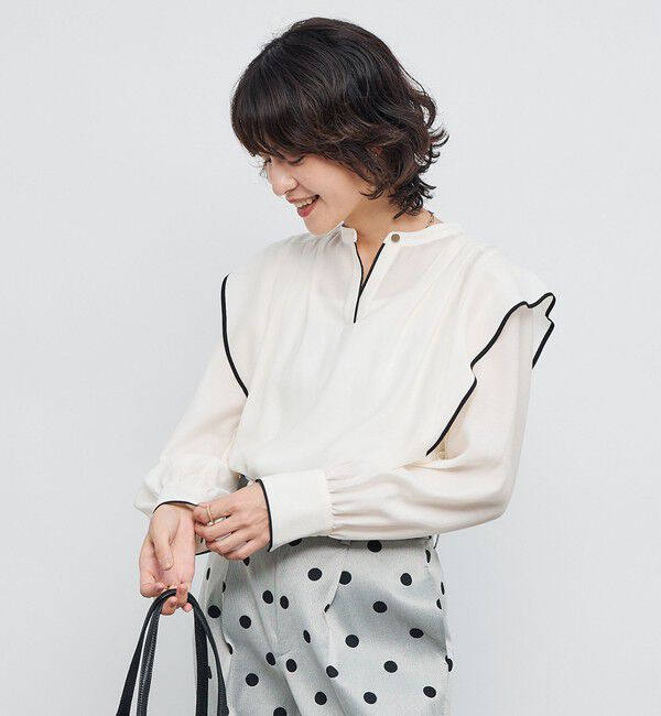 NOLLEY'S「ウォッシャブル配色パイピングブラウス」|シャツ・ブラウス|