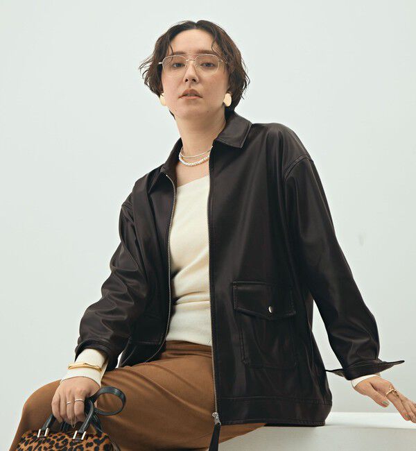 NOLLEY'S sophi「《セットアップ対応》ウォッシャブルフェイクレザーブルゾン」|ブルゾン・スタジャン|