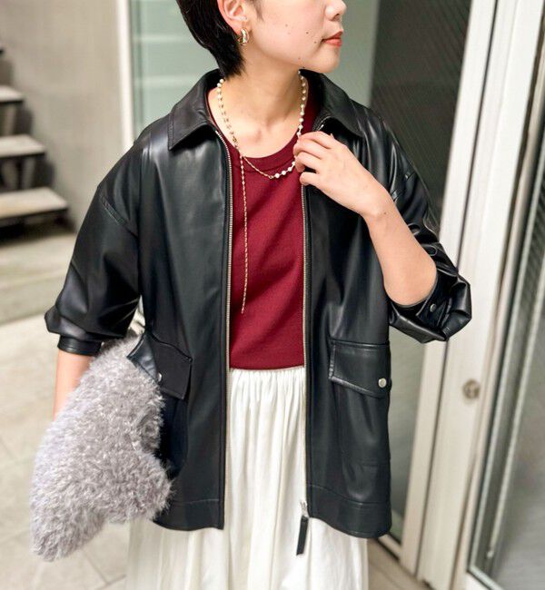 NOLLEY'S sophi「《セットアップ対応》ウォッシャブルフェイクレザーブルゾン」|ブルゾン・スタジャン|