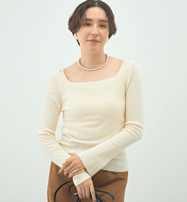 NOLLEY'S sophi「【WEB限定カラーあり】総針スクエアネックプルオーバーニット」|ニット・セーター|オフホワイト