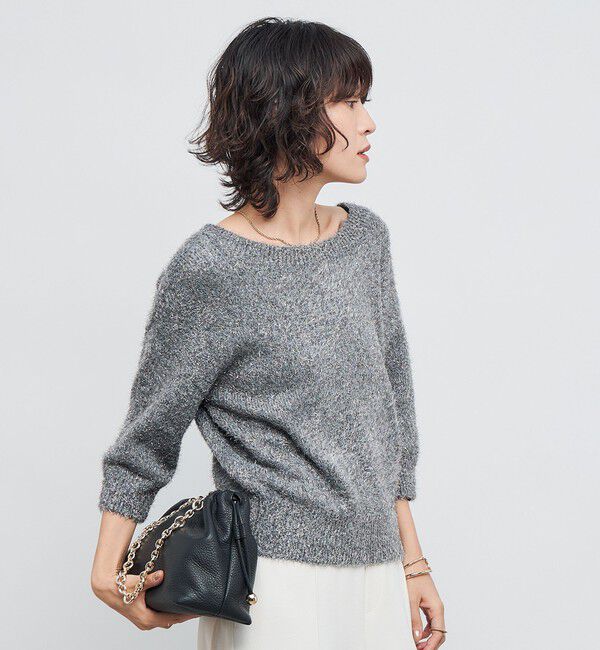 NOLLEY'S sophi「キラキラフェザー2WAY5分袖プルオーバーニット」|カーディガン|