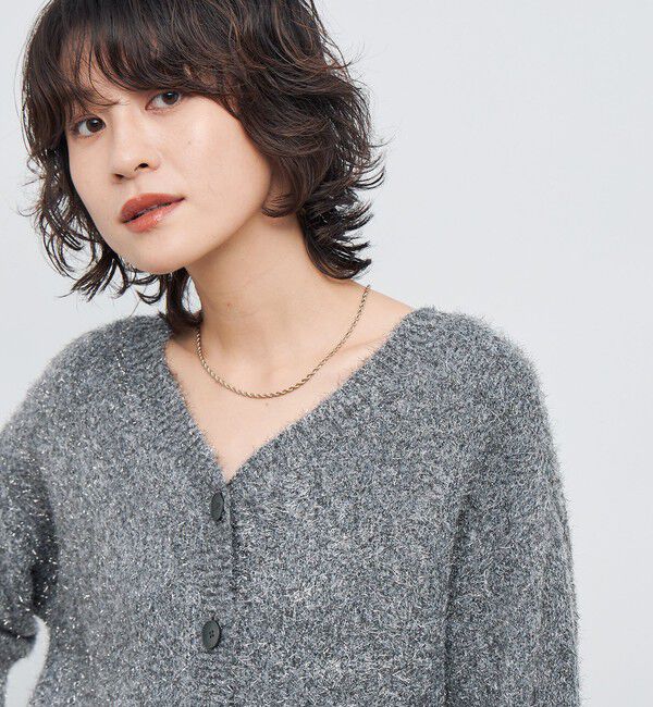 NOLLEY'S sophi「キラキラフェザー2WAY5分袖プルオーバーニット」|カーディガン|