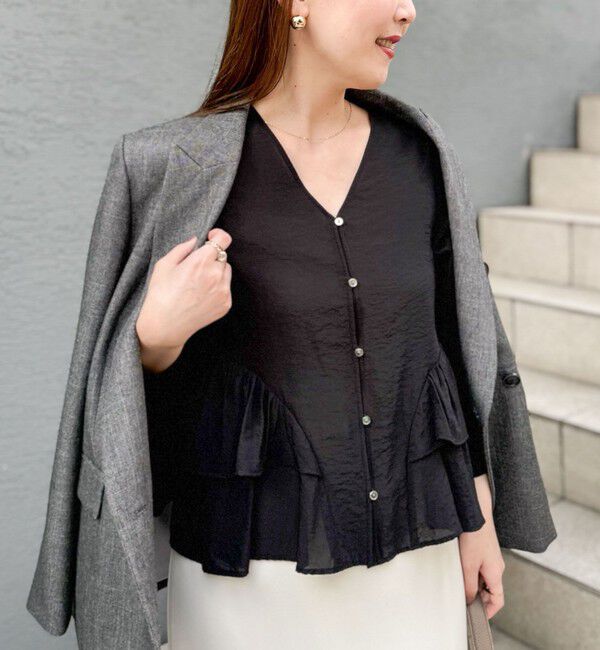 NOLLEY'S sophi「ウォッシャブルオーガンジーティアードブラウス」|シャツ・ブラウス|ブラック