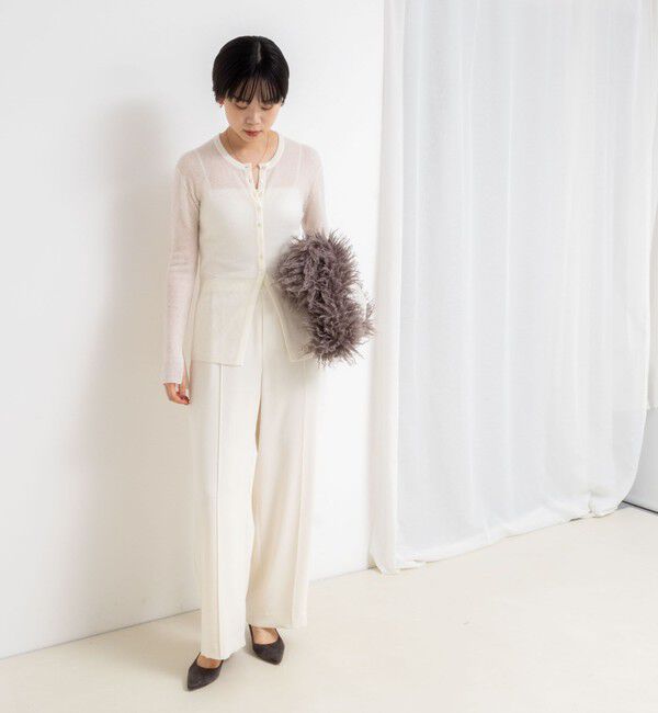 NOLLEY'S sophi「カシミヤ混ガーゼ風リブクルーネックミディ丈カーディガン」|カーディガン|