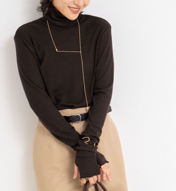 NOLLEY'S「MY STANDARD ウォッシャブルリブタートルネック」|Tシャツ・カットソー|ダークブラウン