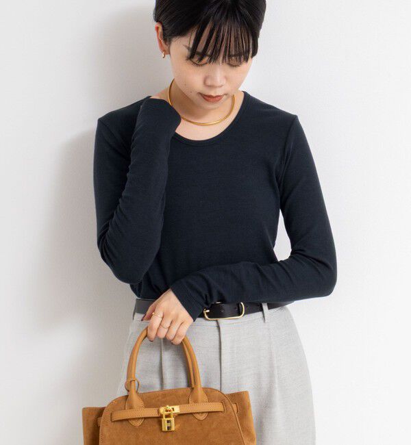 NOLLEY'S sophi「ウォッシャブルベアテレコUネックロンT＜エンジェルウール使用＞」|Tシャツ・カットソー|