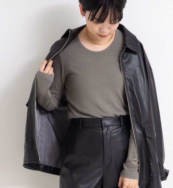 NOLLEY'S sophi「ウォッシャブルベアテレコUネックロンT＜エンジェルウール使用＞」|Tシャツ・カットソー|