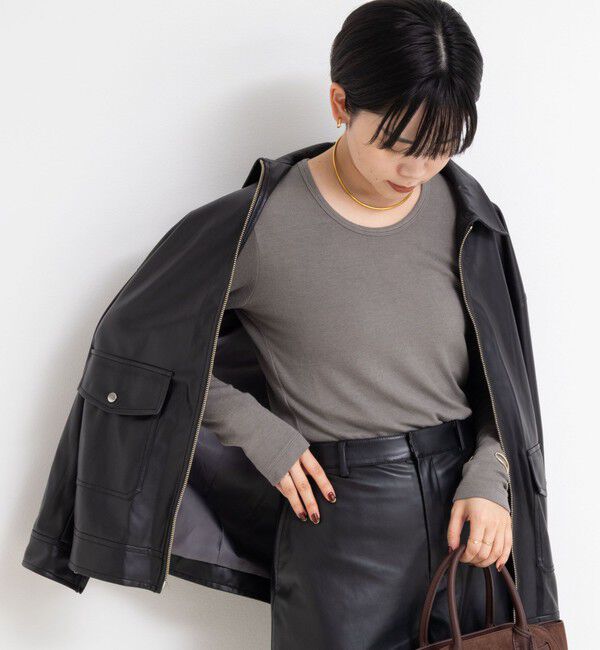 NOLLEY'S sophi「ウォッシャブルベアテレコUネックロンT＜エンジェルウール使用＞」|Tシャツ・カットソー|