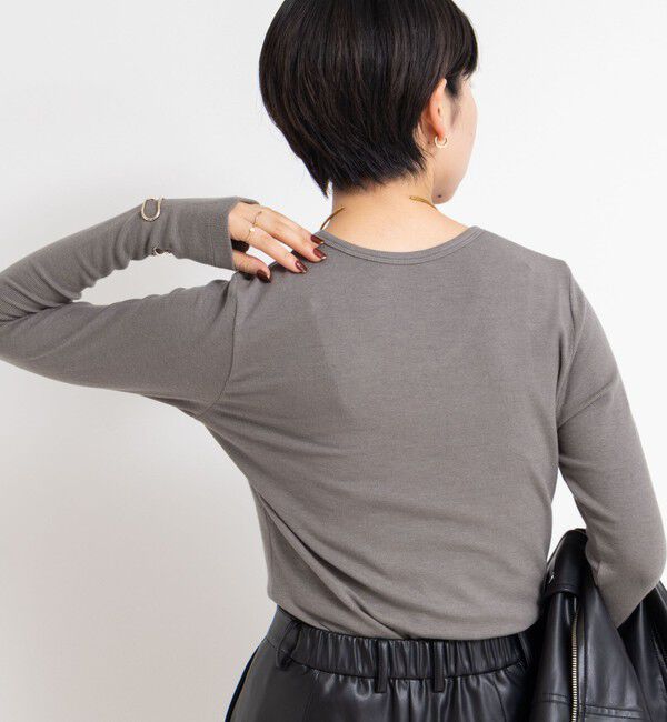 NOLLEY'S sophi「ウォッシャブルベアテレコUネックロンT＜エンジェルウール使用＞」|Tシャツ・カットソー|