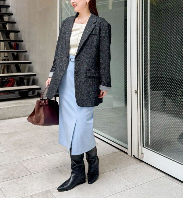 NOLLEY'S sophi「ウォッシャブルベルト付きラップ風タイトスカート」|タイト|