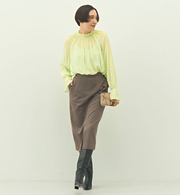 NOLLEY'S「ウォッシャブルストレッチスエード切替タイトスカート」|タイト|