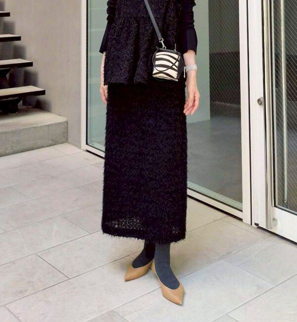 NOLLEY'S sophi「《セットアップ対応》ウォッシャブルフェザーチュールタイトスカート」|タイト|ブラック