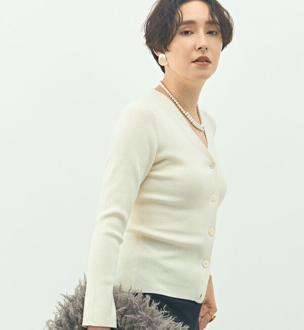 NOLLEY'S sophi「《アンサンブル対応》《手洗い可能》カシミヤ混リブVネックカーディガン」|カーディガン|