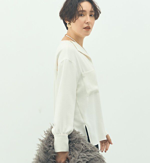 NOLLEY'S sophi「ウォッシャブルバックサテンジョーゼットオープンカラーブラウス」|シャツ・ブラウス|