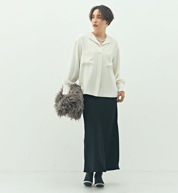 NOLLEY'S sophi「ウォッシャブルバックサテンジョーゼットオープンカラーブラウス」|シャツ・ブラウス|