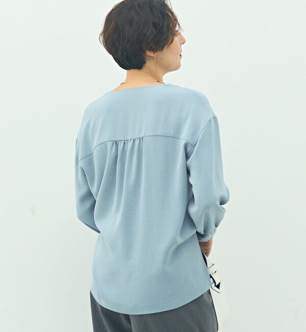 NOLLEY'S sophi「ウォッシャブルバックサテンジョーゼットオープンカラーブラウス」|シャツ・ブラウス|