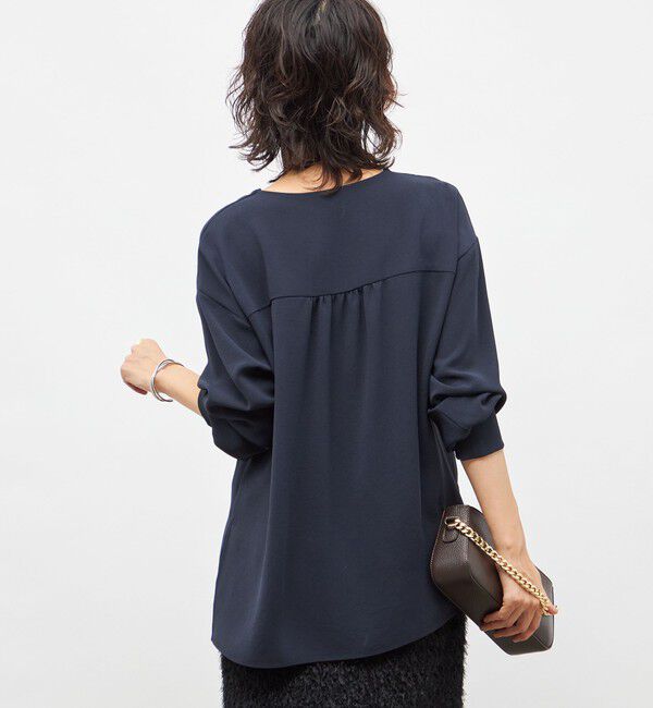 NOLLEY'S sophi「ウォッシャブルバックサテンジョーゼットオープンカラーブラウス」|シャツ・ブラウス|