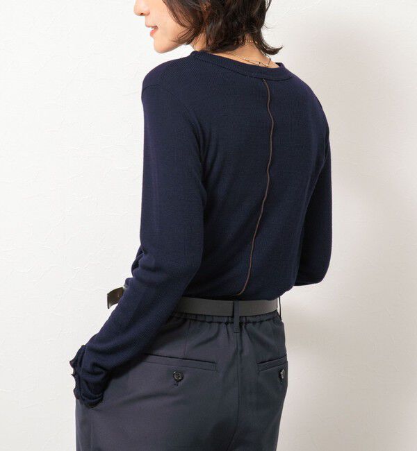 NOLLEY'S「MY STANDARD ウォッシャブルリブクルーネックロンT」|Tシャツ・カットソー|ネイビー