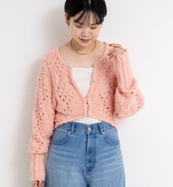 NOLLEY'S「《手洗い可能》カットフェザーヤーン透かし柄2WAYカーディガン」|カーディガン|