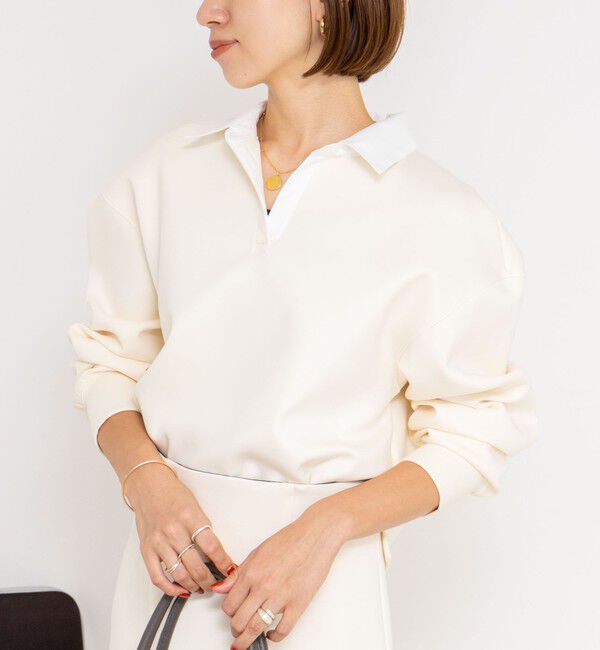 NOLLEY'S sophi「《セットアップ対応》ウォッシャブルポロ衿ダンボールカットソープルオーバー」|Tシャツ・カットソー|